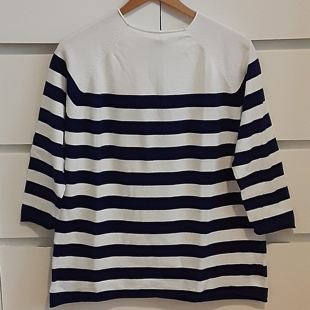 ZARA Nautical Stripe Raglan Sleeve Tunic - navy/ white size M